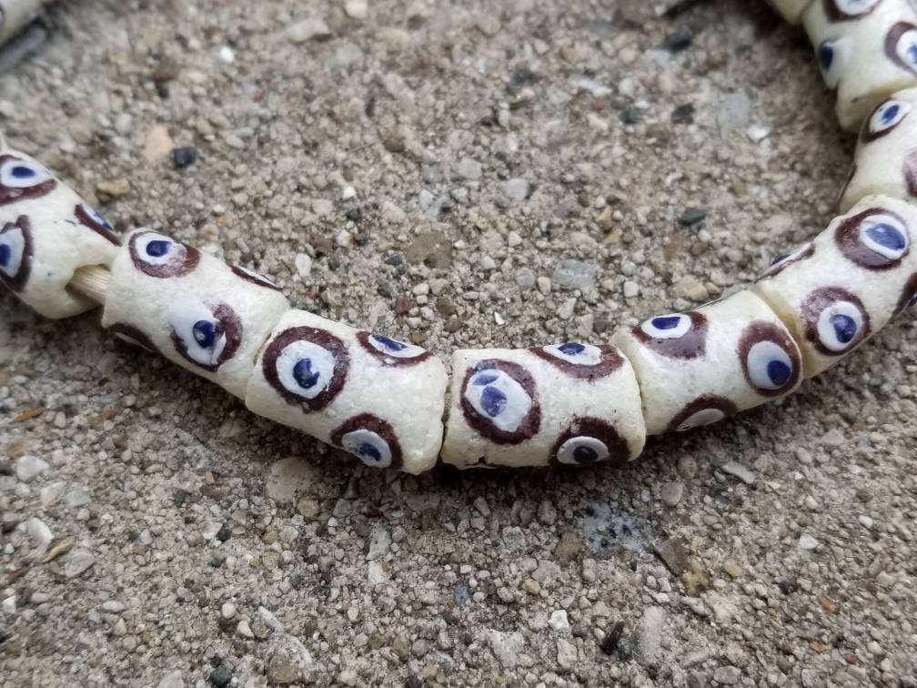 18 African Eye Krobo Beads, Krobo Glass Beads