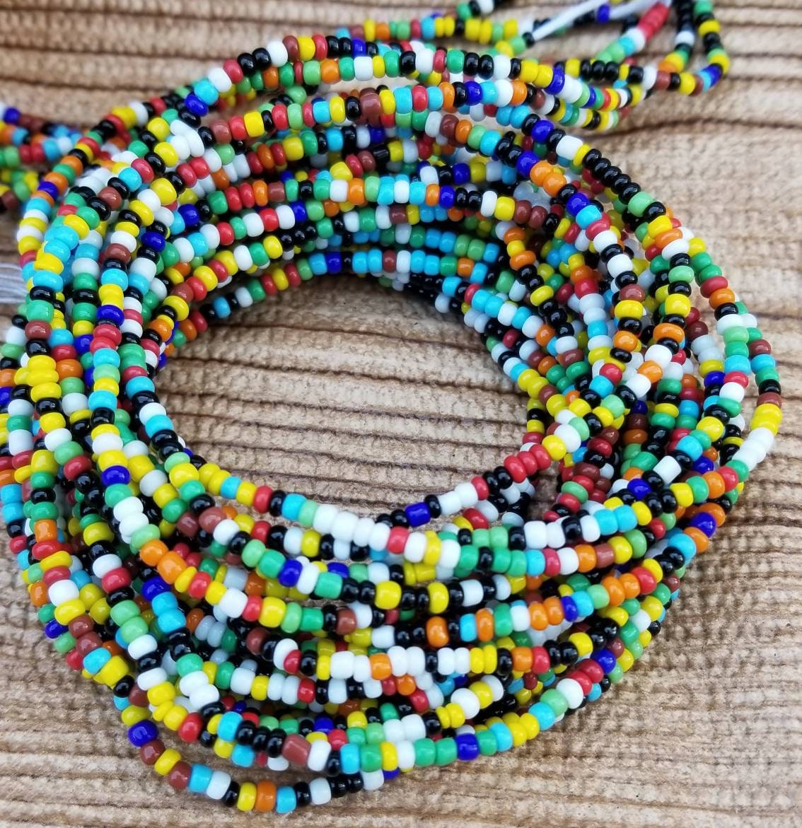 Multicolored Tie on African Waist Beads, Belly Chain