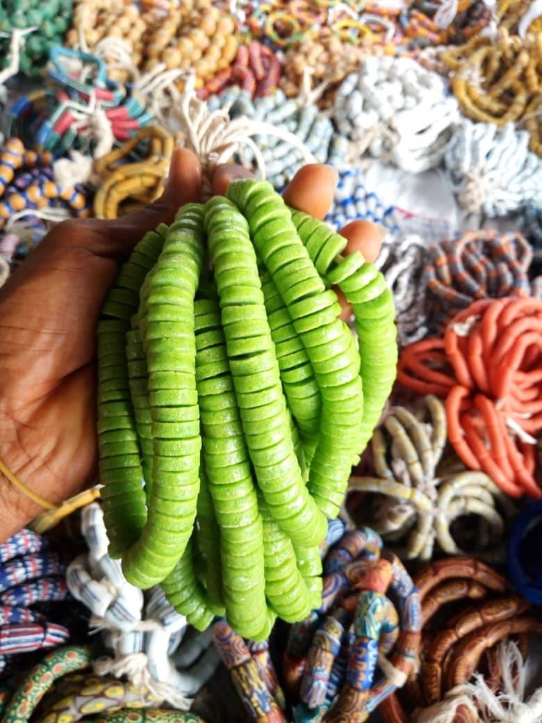 African spacer medium disk beads. 50-70 pieces of Krobo Glass beads