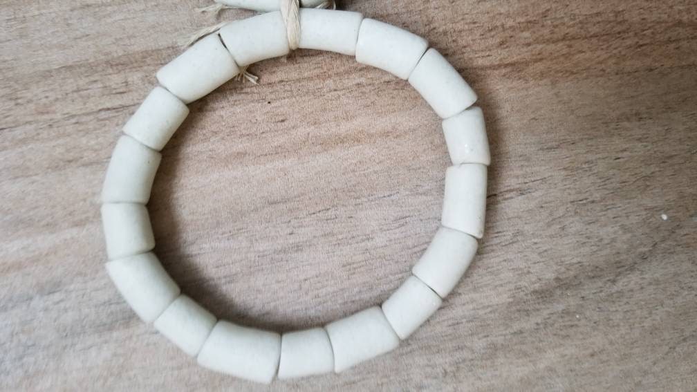 14 White African Powdered Glass Beads