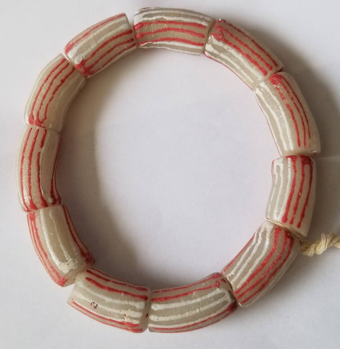 Large Krobo Powdered Glass Beads, 11 African Beads