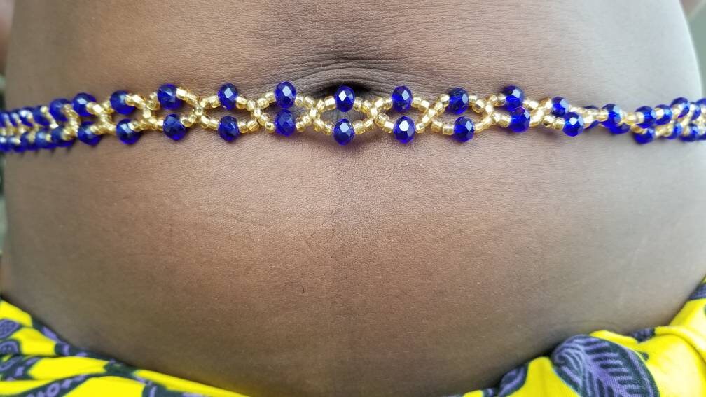 Woven Rondelle Crystal Waist Bead, Belly Chain