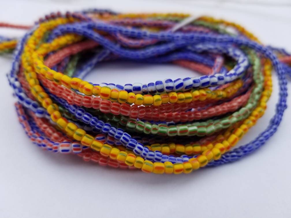 small Ghana Waist Beads, Ghana Seed Beads