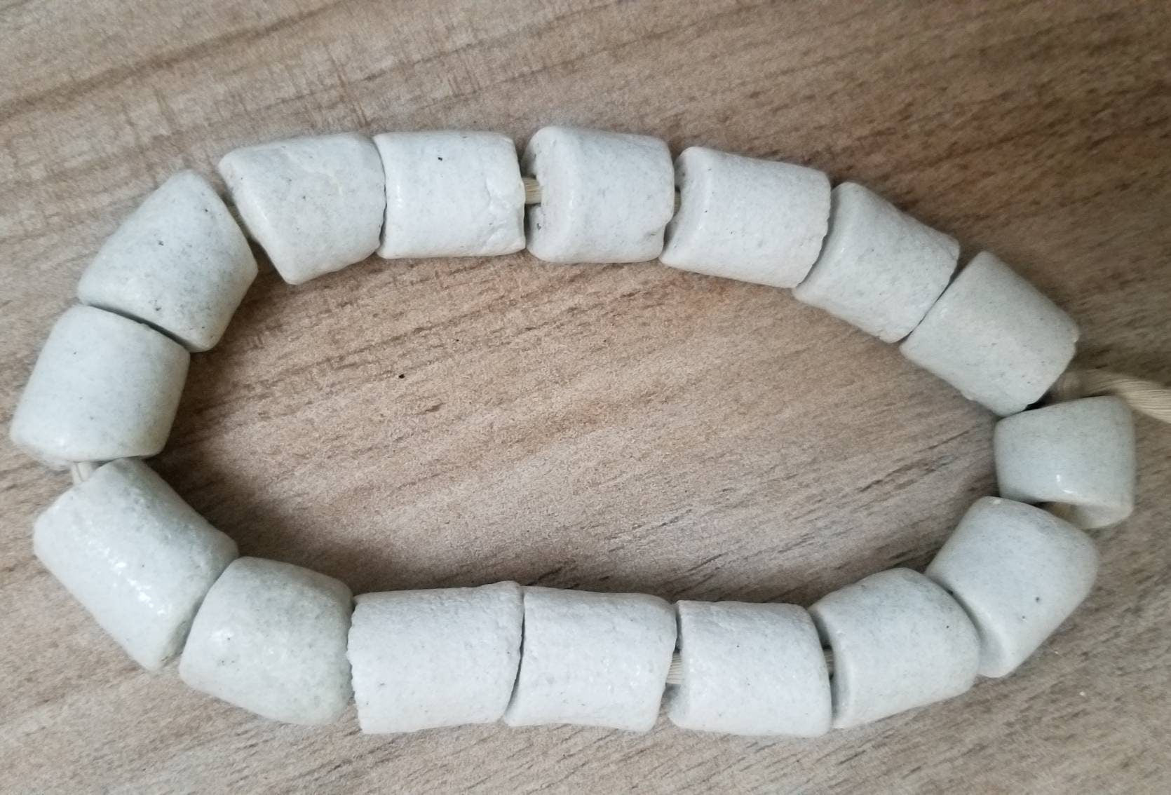 14 White African Powdered Glass Beads