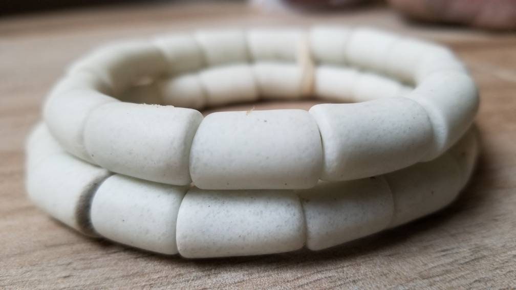 14 White African Powdered Glass Beads