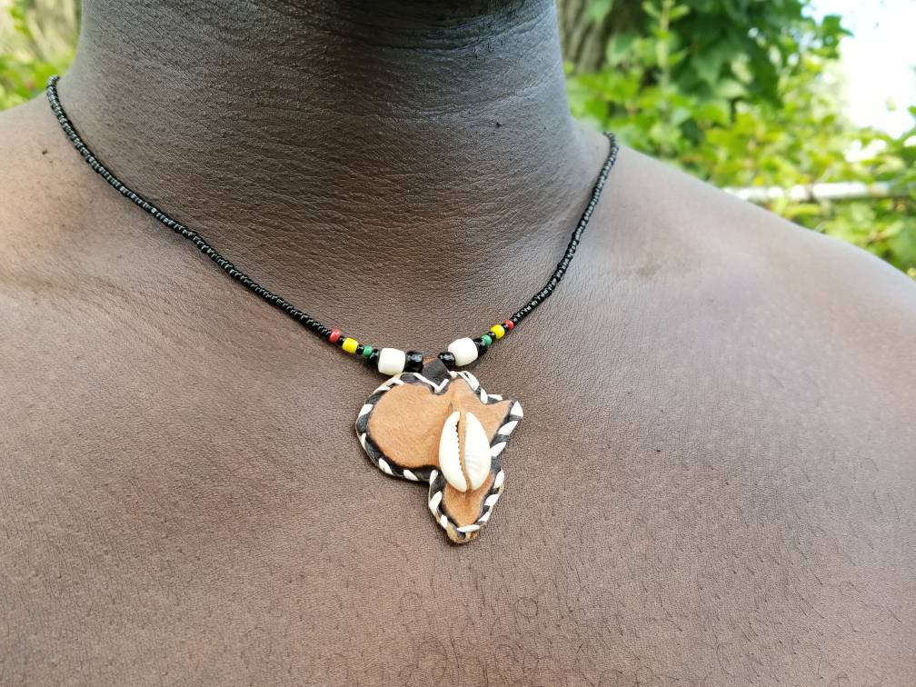 African Map Necklace, Rasta Necklace