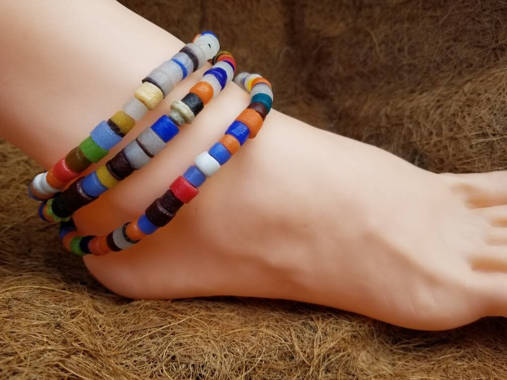 3in1 African Beads, Beaded Bracelet, African Anklet, African Necklace