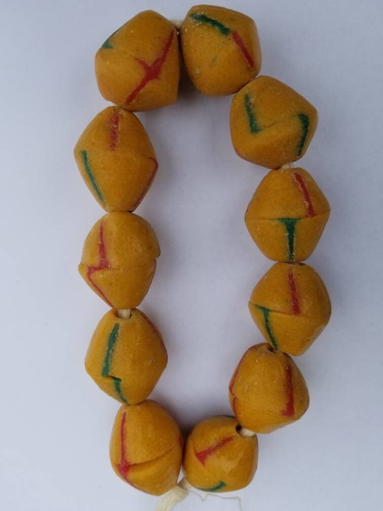 11 Mustard Yellow Chunky bead, Large African Beads