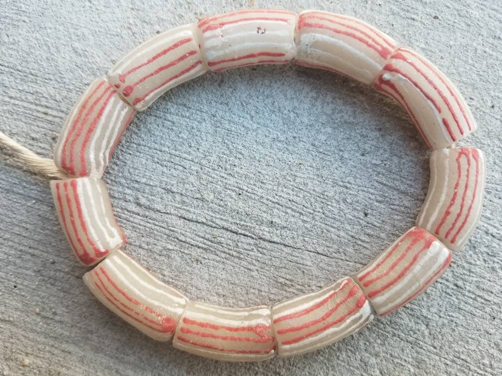 Large Krobo Powdered Glass Beads, 11 African Beads