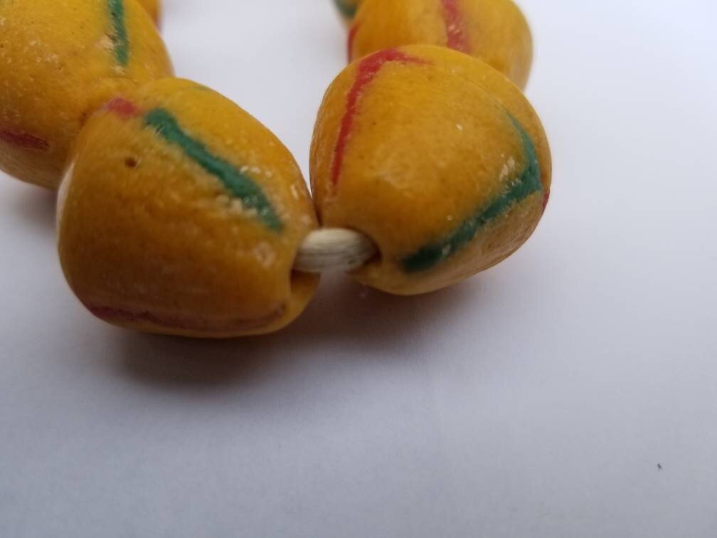 11 Mustard Yellow Chunky bead, Large African Beads