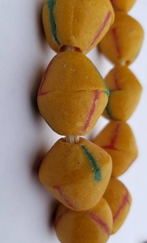 11 Mustard Yellow Chunky bead, Large African Beads