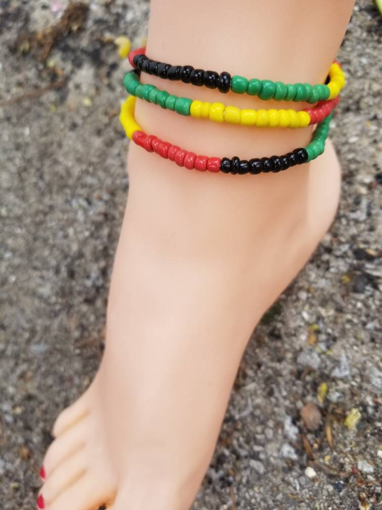 African Colored Anklet, Beaded Anklet, Boho Anklet