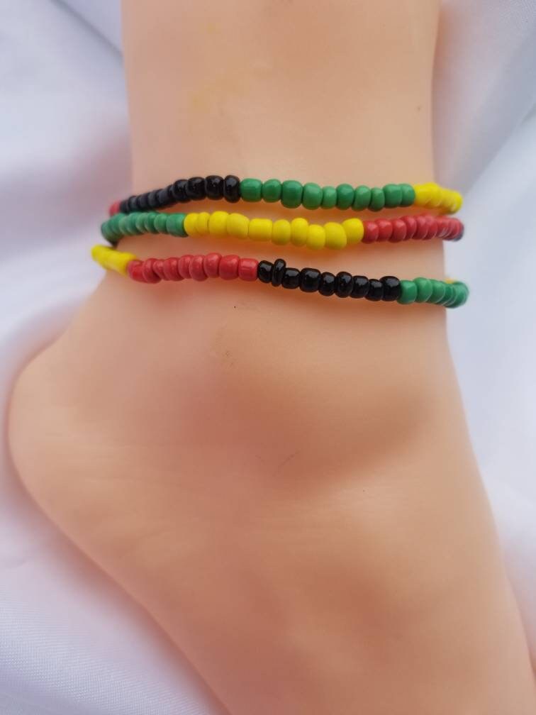 African Colored Anklet, Beaded Anklet, Boho Anklet