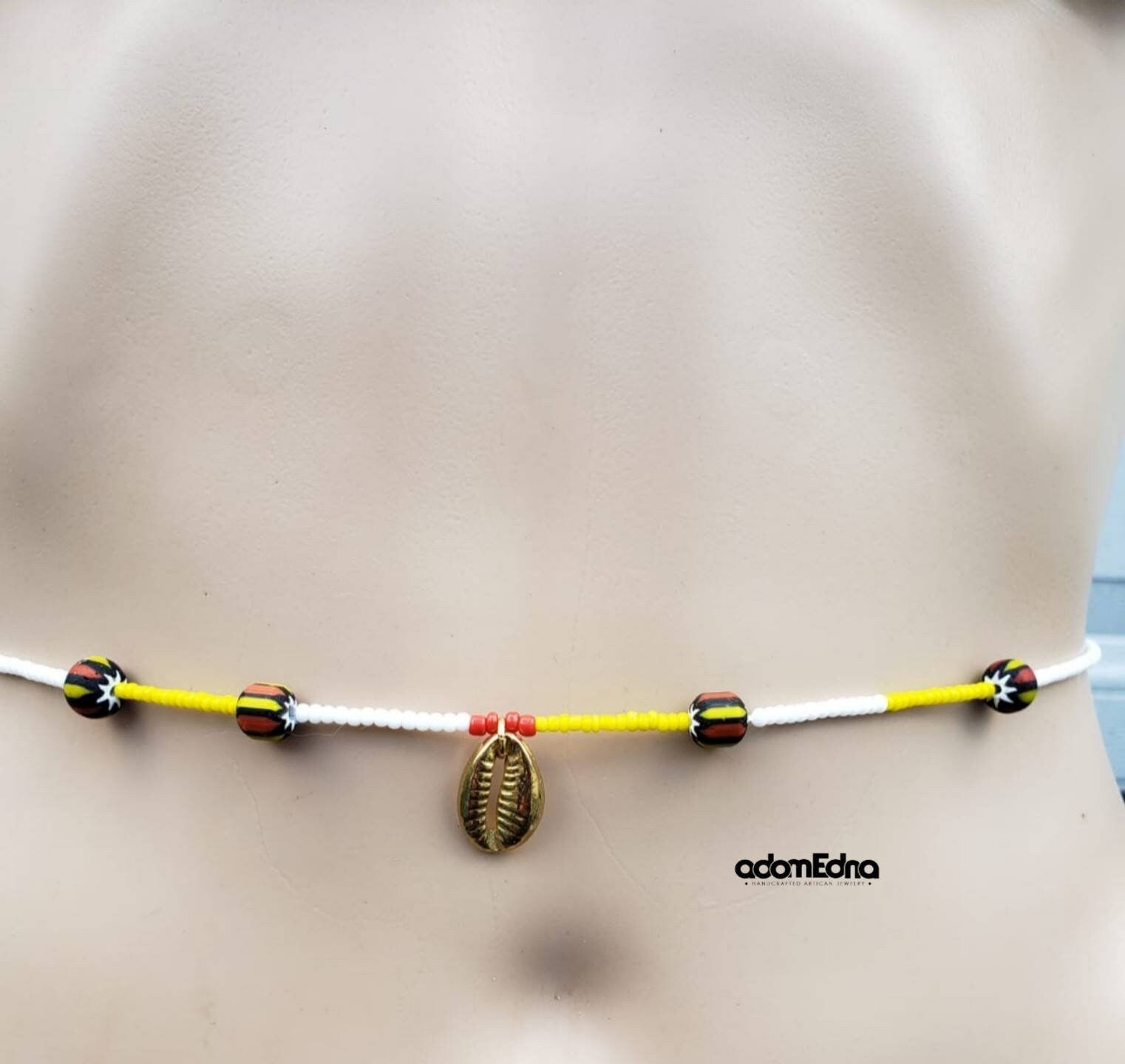 Cowrie African Waist Beads, Beaded Belly Chain