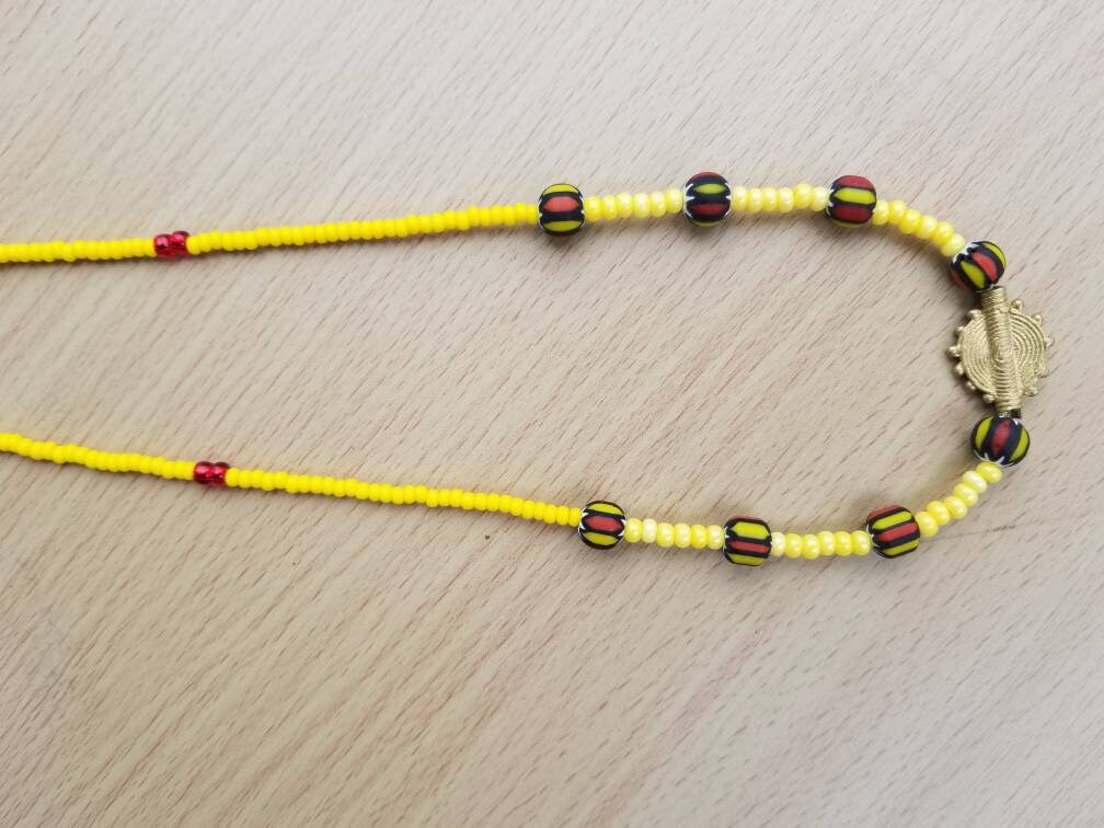 Yellow Moon and Sun Brass Waist Beads, African Waist Beads, Belly Chain with Clasp