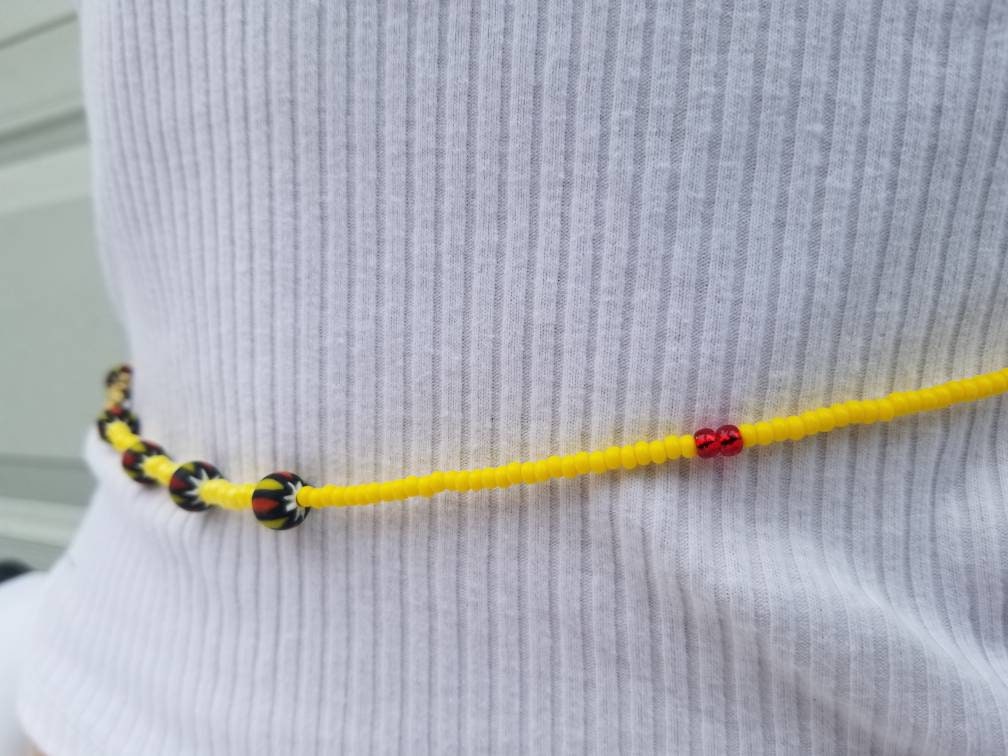 Yellow Moon and Sun Brass Waist Beads, African Waist Beads, Belly Chain with Clasp