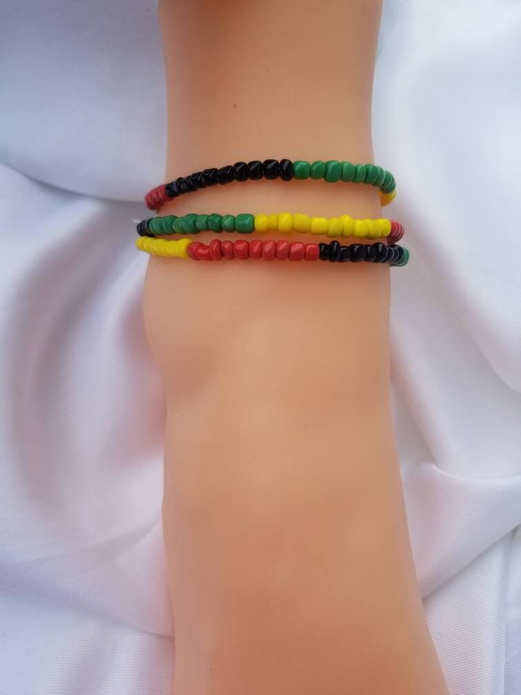 African Colored Anklet, Beaded Anklet, Boho Anklet