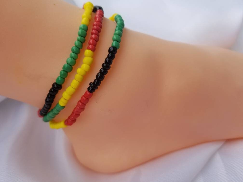 African Colored Anklet, Beaded Anklet, Boho Anklet