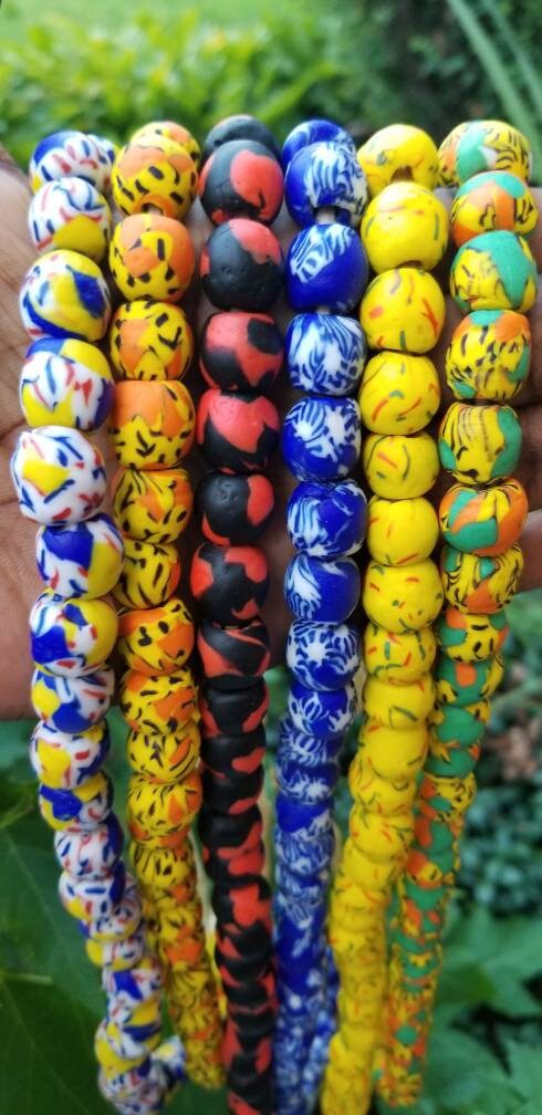 African Fused Recycled Bead, Round Glass Beads