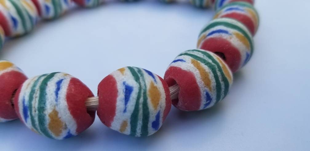 Mix Colored Bi-Cone Beads, African Beads, Krobo Glass Beads