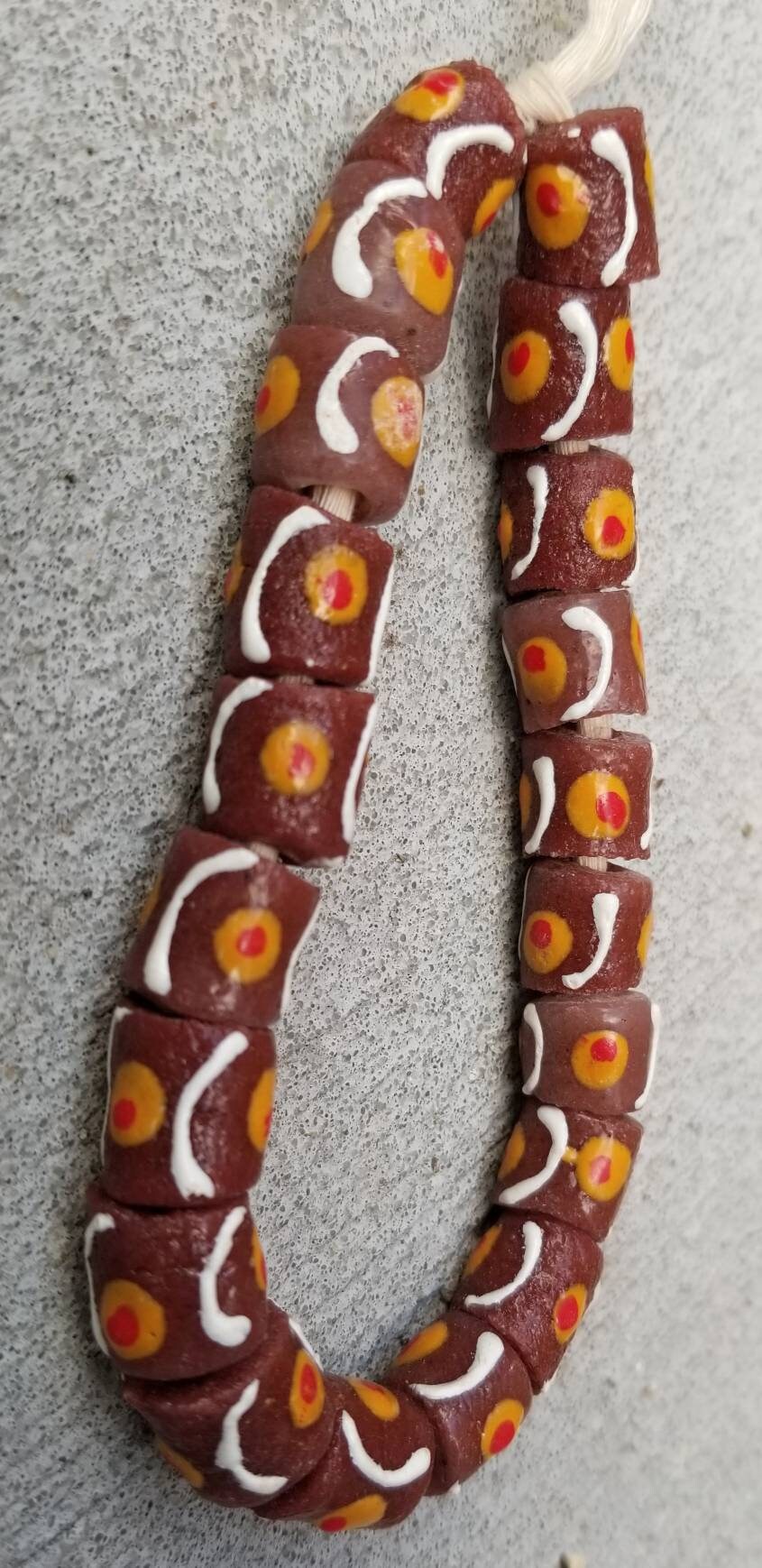 20 Brown Hand Painted Beads, Krobo Glass Beads, African Beads, Tribal Beads