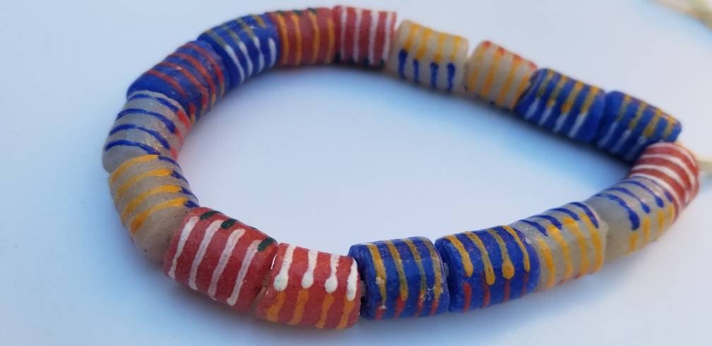 Mix Striped African Beads, Jewelry Making Beads, Krobo Glass Beads