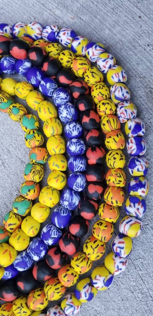 African Fused Recycled Bead, Round Glass Beads