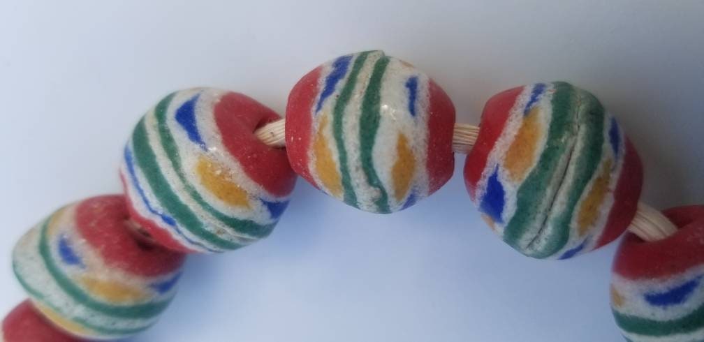 Mix Colored Bi-Cone Beads, African Beads, Krobo Glass Beads