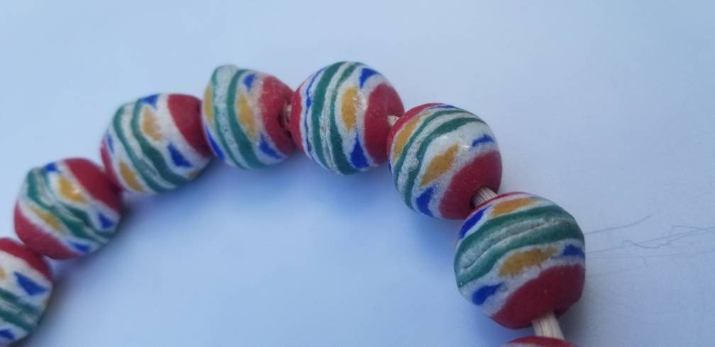 Mix Colored Bi-Cone Beads, African Beads, Krobo Glass Beads