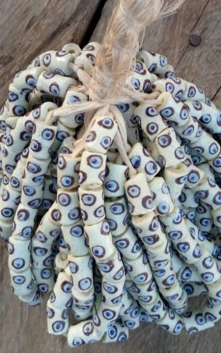 18 African Eye Krobo Beads, Krobo Glass Beads