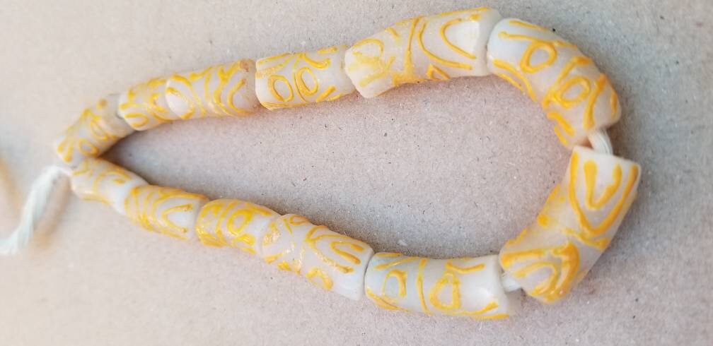 Frosted African Handprinted Beads, African Beads, Natural Beads