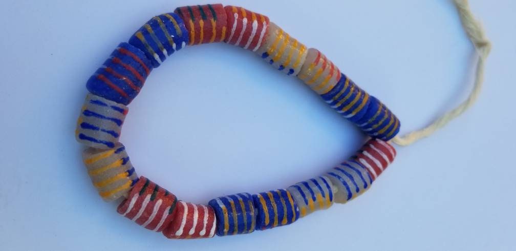 Mix Striped African Beads, Jewelry Making Beads, Krobo Glass Beads