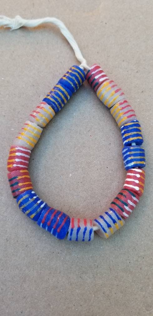 Mix Striped African Beads, Jewelry Making Beads, Krobo Glass Beads