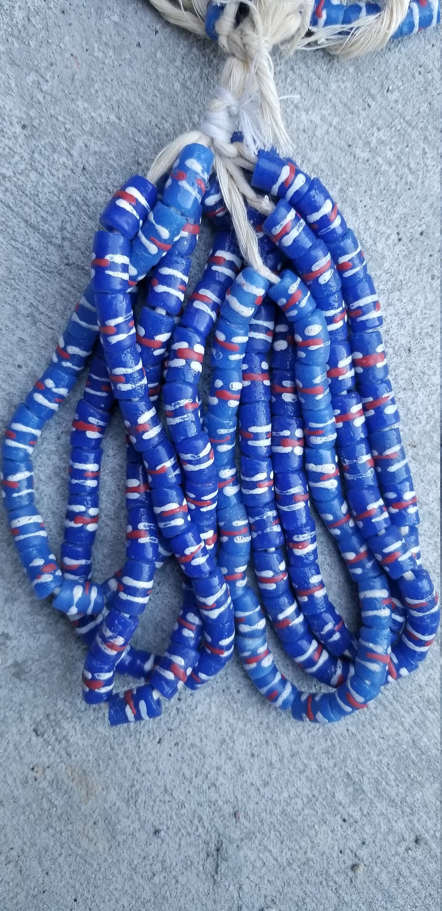 20 Blue African Glass Beads, Small Beads, Ghana Beads