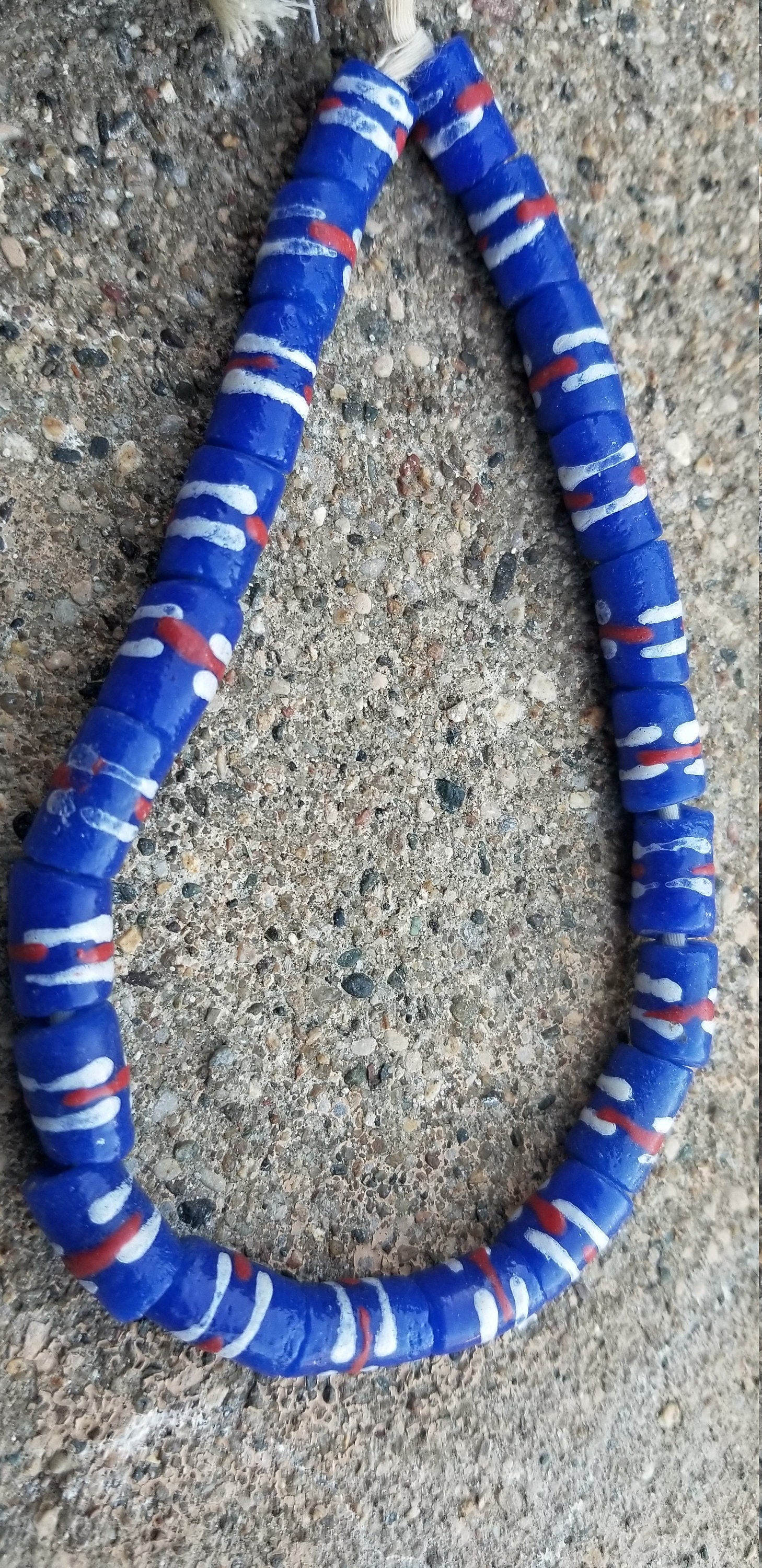 20 Blue African Glass Beads, Small Beads, Ghana Beads