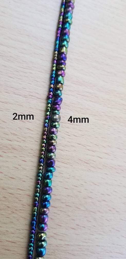 Plus 4mm Iridescent Waist Beads, Tie on Waist Beads, Stretch Belly Chain