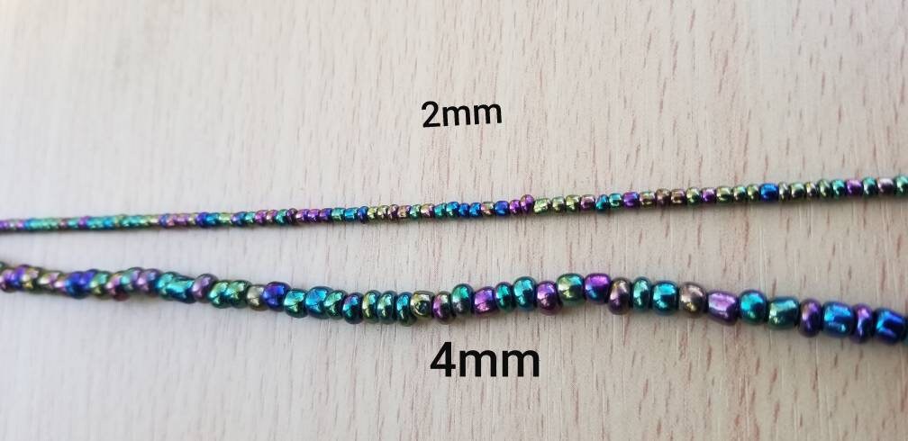 Plus 4mm Iridescent Waist Beads, Tie on Waist Beads, Stretch Belly Chain