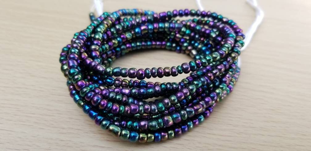 Plus 4mm Iridescent Waist Beads, Tie on Waist Beads, Stretch Belly Chain