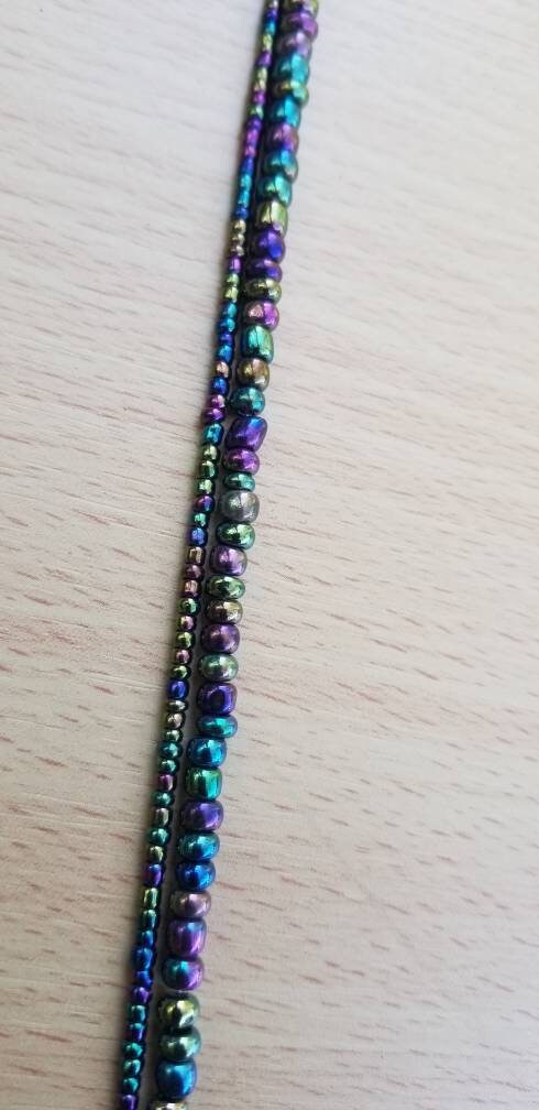 Plus 4mm Iridescent Waist Beads, Tie on Waist Beads, Stretch Belly Chain