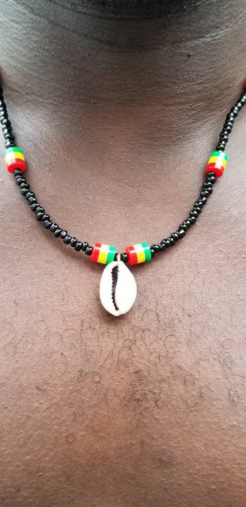 African Cowrie Shell Necklace, Men Necklace, Tribal Beads