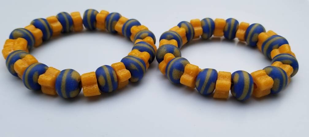 His and Hers Bracelet, African Bracelet, Ghana Beads, Natual Bracelet