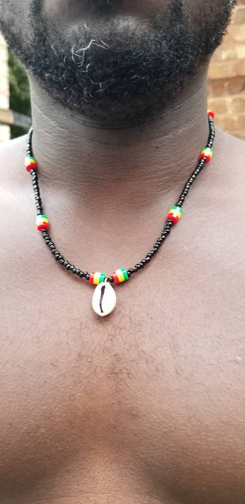 African Cowrie Shell Necklace, Men Necklace, Tribal Beads