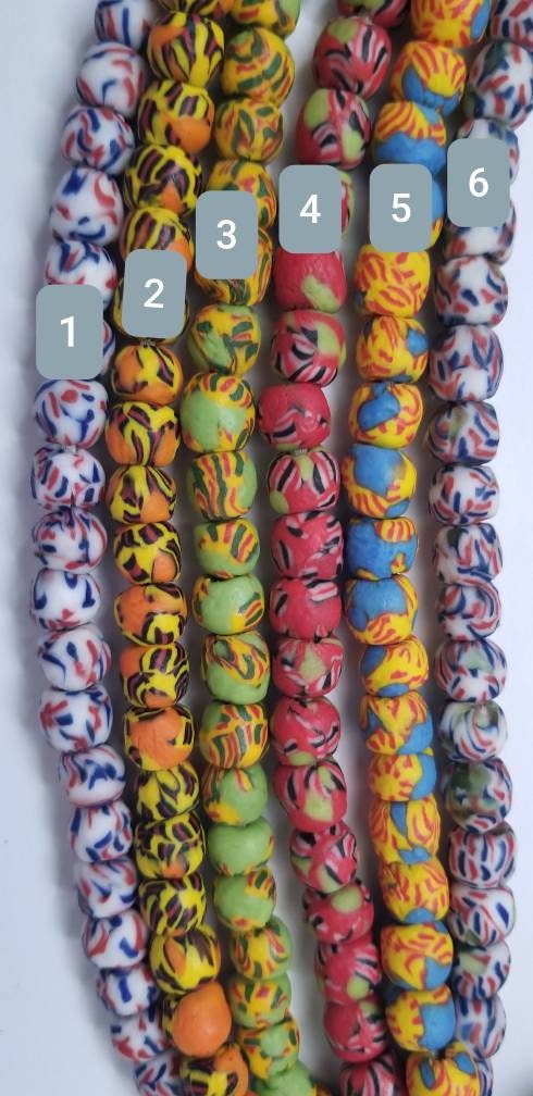 60 African Fused Glass Beads, Small African Beads