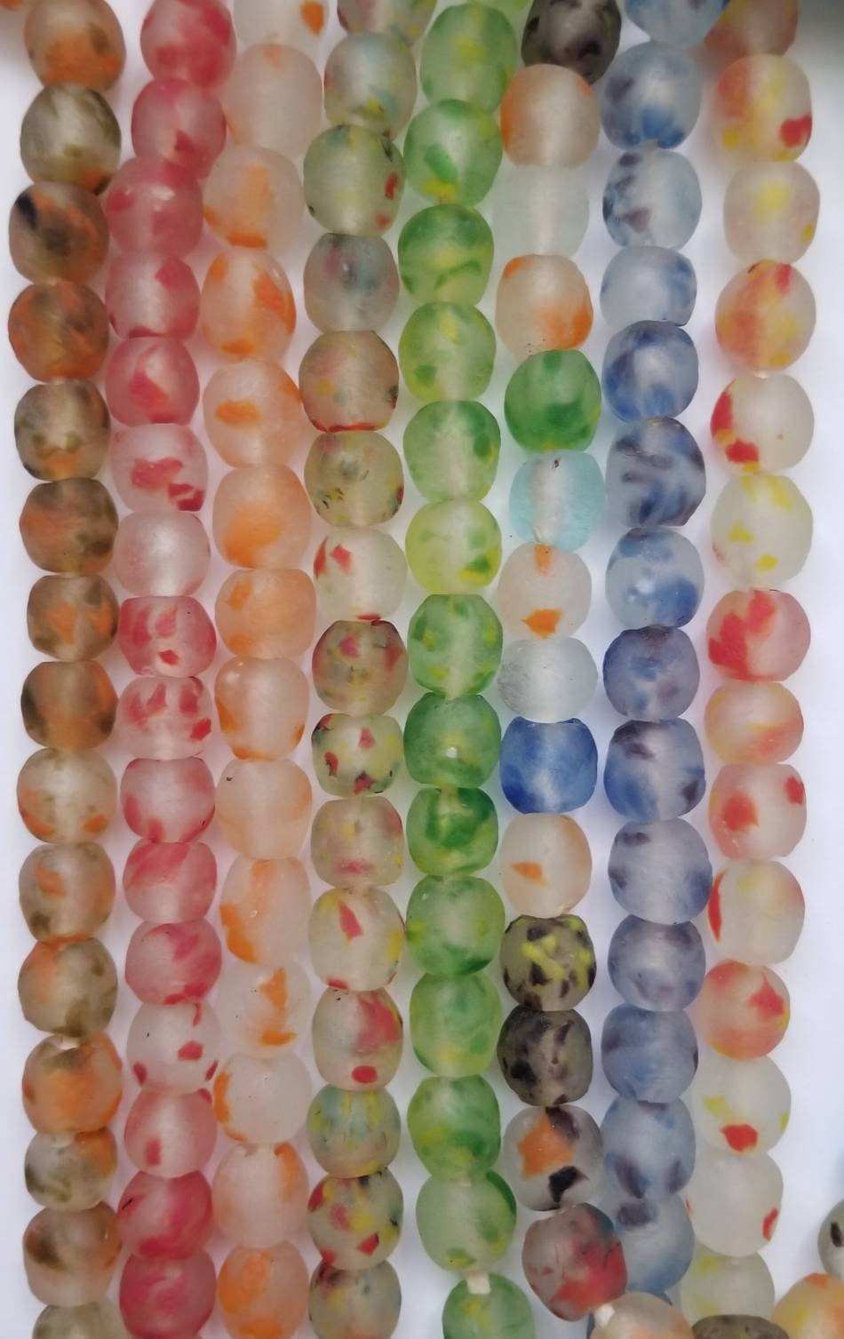 Recycled African Beads, Translucent Glass Beads, Fused Glass Beads