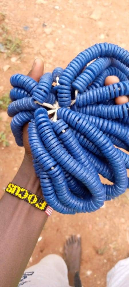 African spacer medium disk beads. 50-70 pieces of Krobo Glass beads