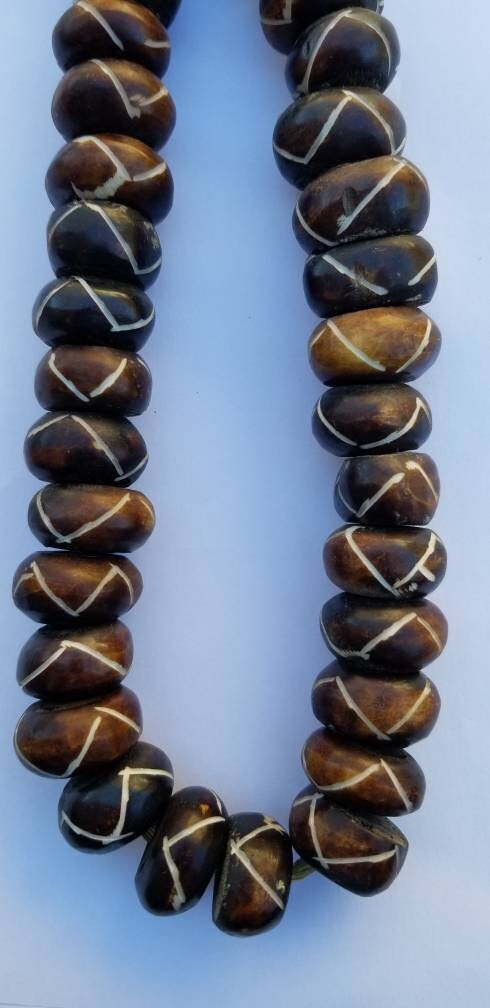 Brown Batik Beads, African Beads