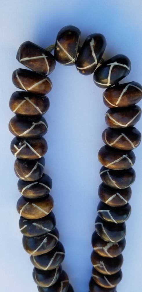 Brown Batik Beads, African Beads