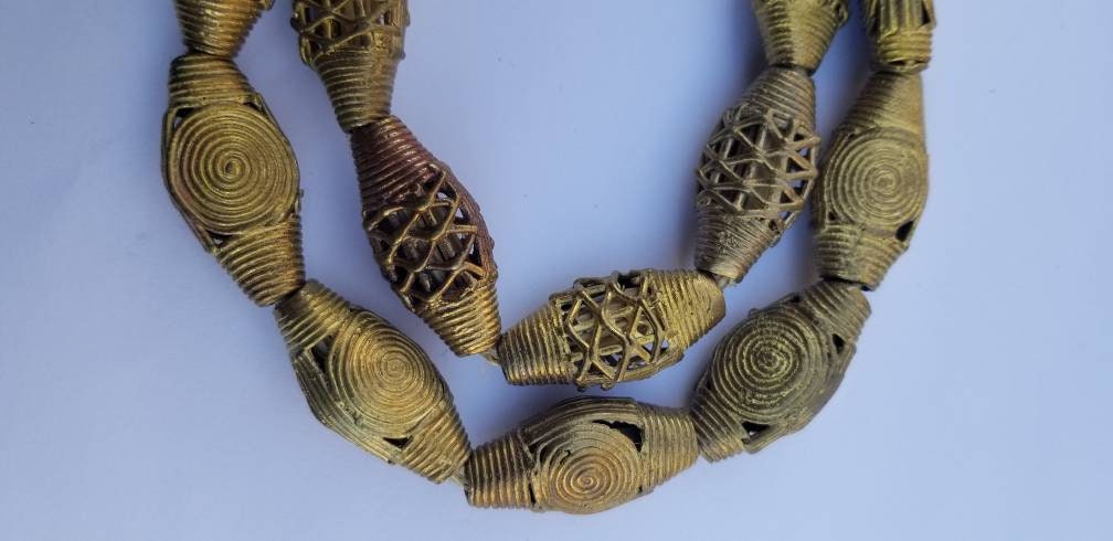 African Lost Wax, African Brass Beads, Bi-cone Brass Beads