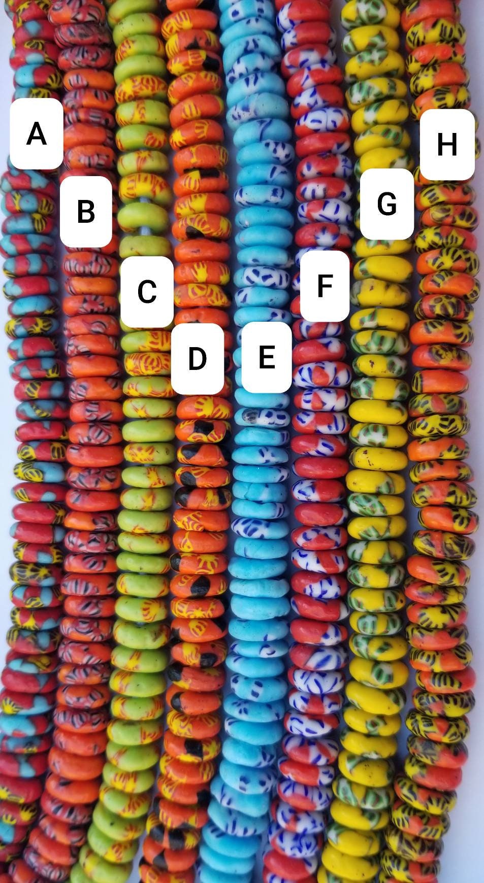 100 African Spacer Beads, Krobo Disk Beads