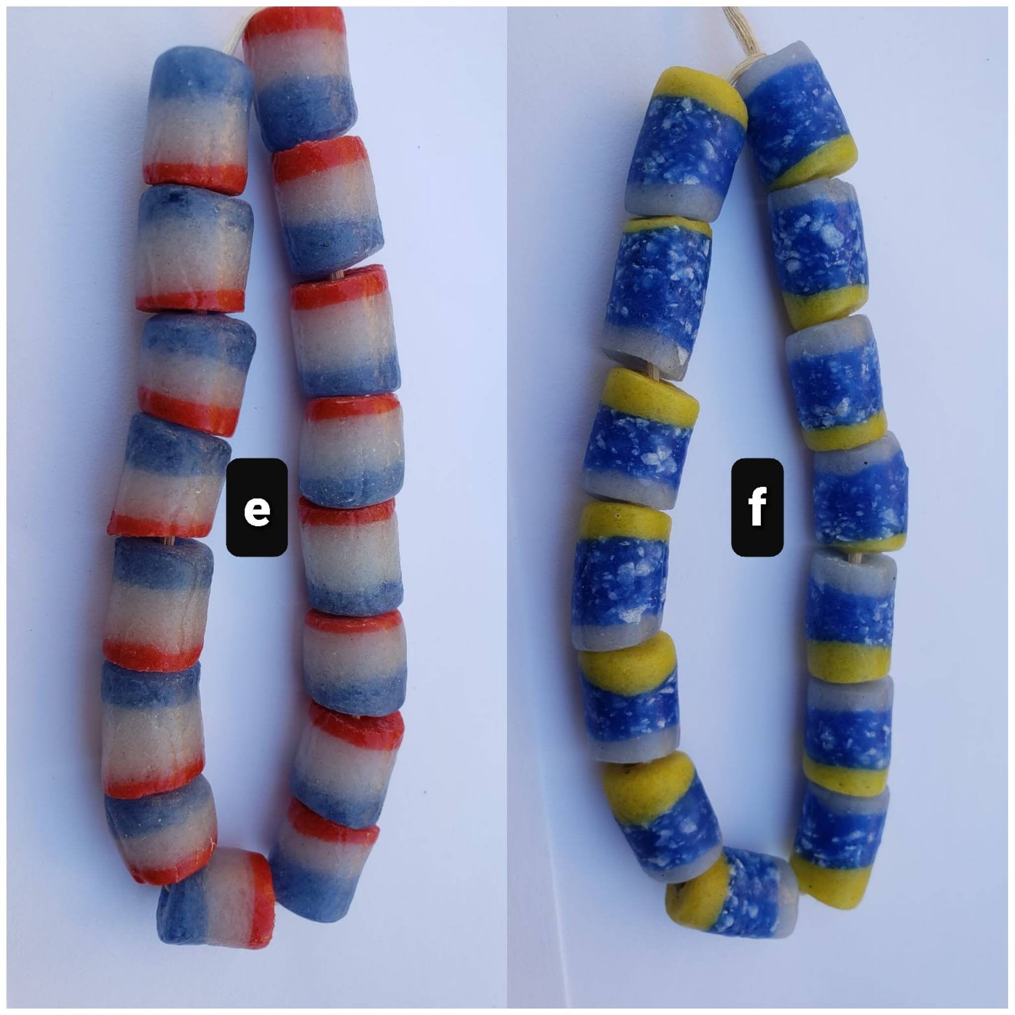 Cylinder African Bead, Powdered Glass Beads, Jewelry Making Beads